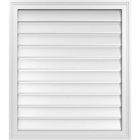 Ekena Millwork Vertical Surface Mount PVC Gable Vent: Functional, w/ 2"W x 1-1/2"P Brickmould Frame, 28"W x 32"H GVPVE28X3202SF